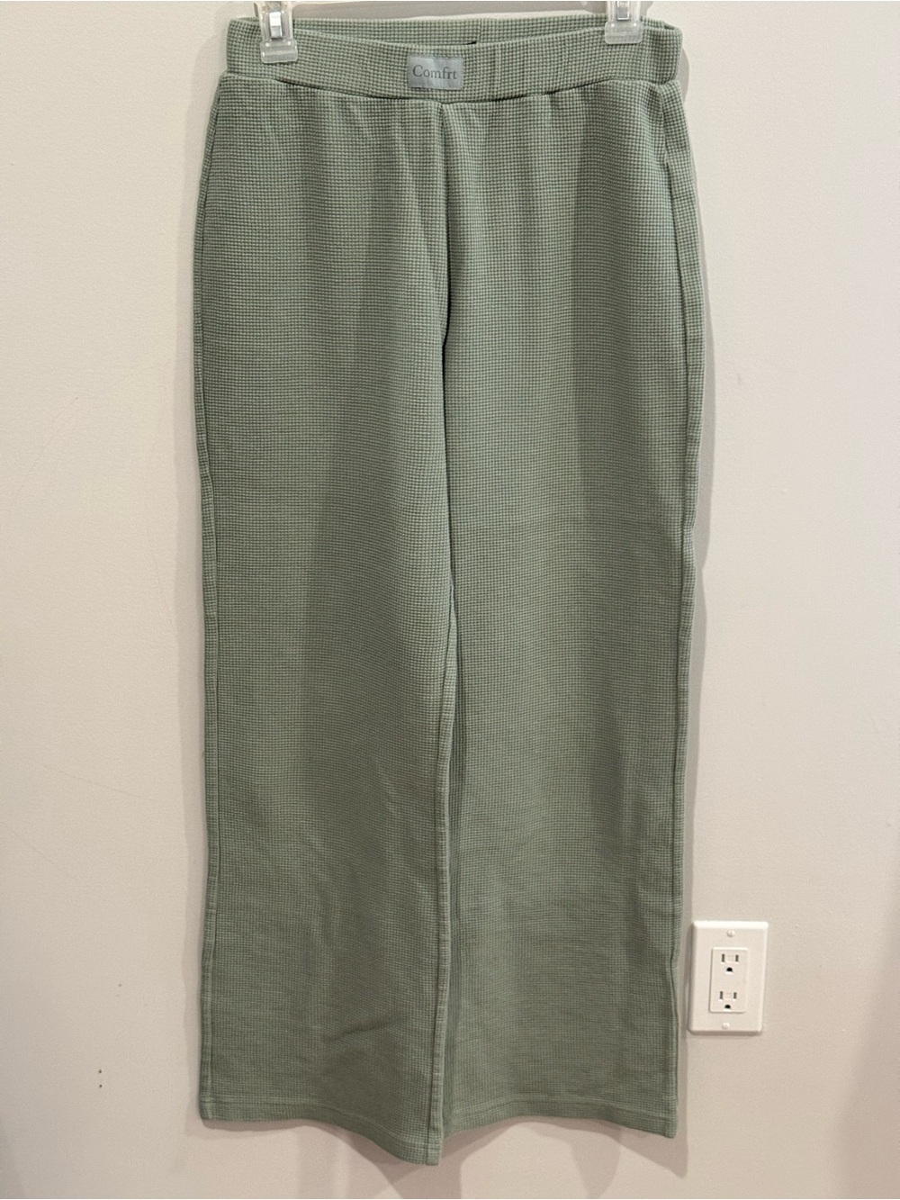 Comfrt S Knit Wide-Leg Lounge Pants - Sage Green 697